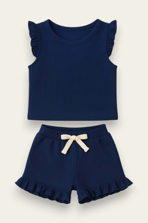 Fırfırlı Kız Çocuk Şort Takım