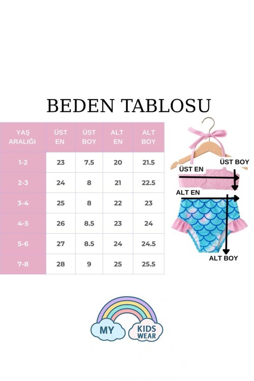 Kız Çocuk Deniz Kabuğu Desenli Bikini Takımı 2802