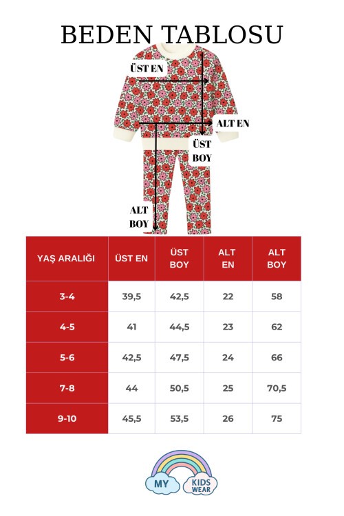 Kız Çocuk Desenli İkili Takım (Sweatshirt + Tayt) 2-8 Yaş 12110