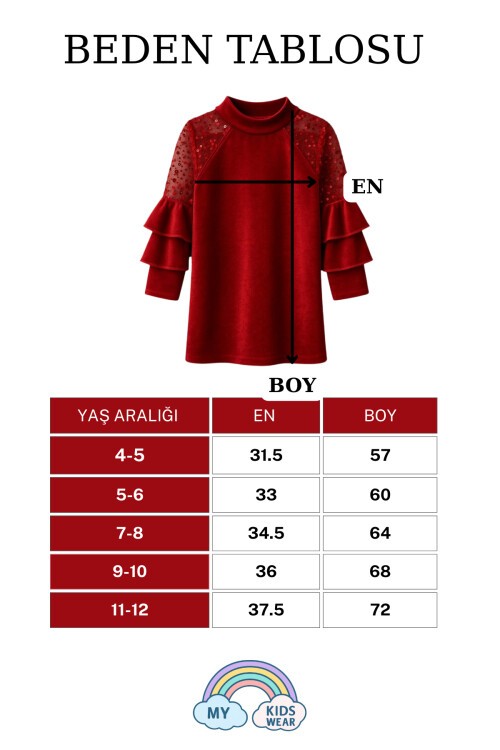 Kız Çocuk Özel Günler İçin Kadife Çocuk Elbisesi  4-12 Yaş 12109