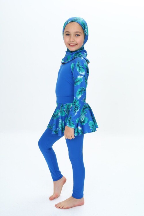 Üç Parça Kız Çocuk Haşema, Tesettür, Etekli, Kapalı Mayo