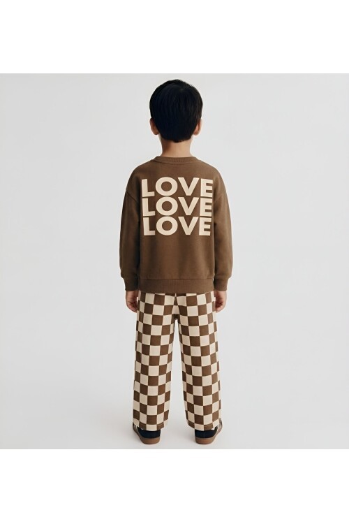 %100 Pamuklu Sweatshirt Desenli 2li Erkek Bebek&Çocuk Takımı