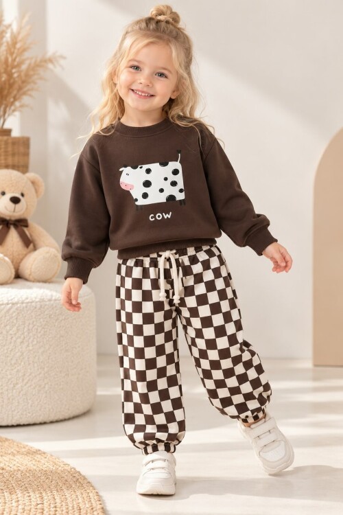 Çocuk Sweatshirt Eşofman Altı Takım Rahat Kesim Günlük Kombin 12936