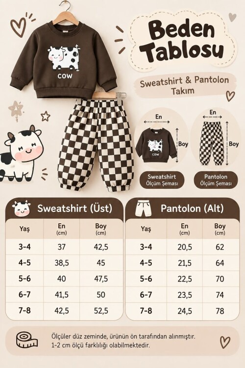 Çocuk Sweatshirt Eşofman Altı Takım Rahat Kesim Günlük Kombin 12936