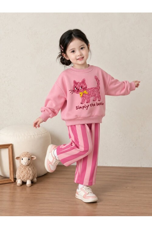 Çocuk Sweatshirt Eşofman Altı Takım Rahat Kesim Günlük Kombin