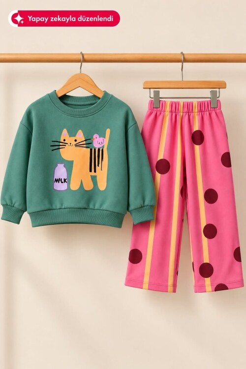 Çocuk Sweatshirt Eşofman Altı Takım Rahat Kesim Günlük Kombin