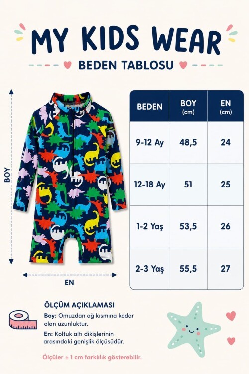 Çocuk Uzun Kollu Fermuarlı Mayo – Rahat ve Konforlu Yüzme Tulum 12884