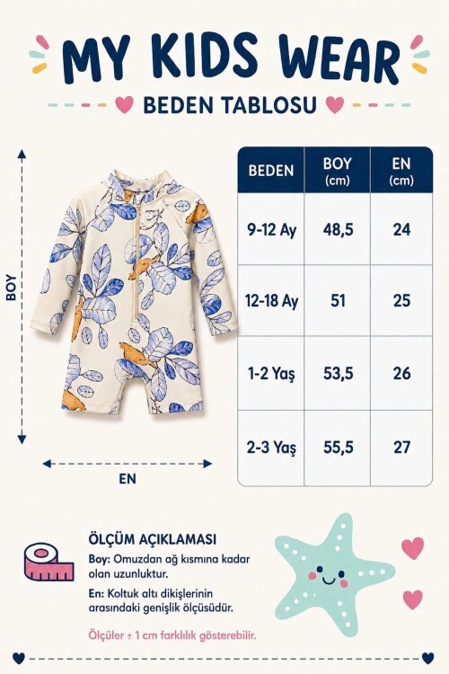 Çocuk Uzun Kollu Fermuarlı Mayo – Rahat ve Konforlu Yüzme Tulum 12887