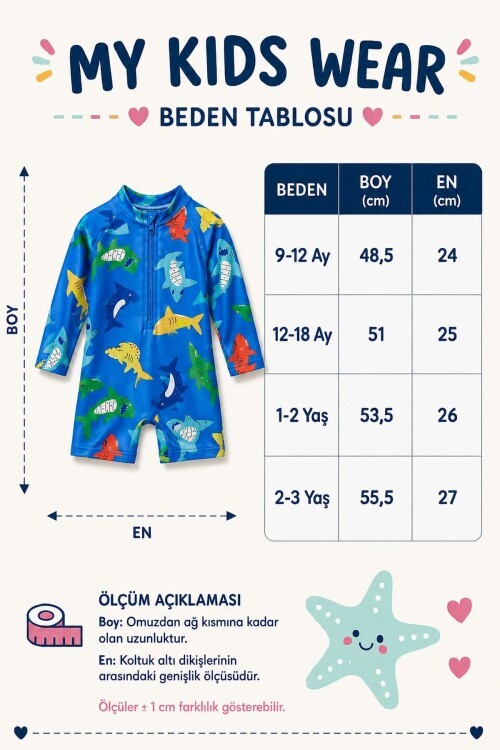 Çocuk Uzun Kollu Fermuarlı Mayo – Rahat ve Konforlu Yüzme Tulum 12888