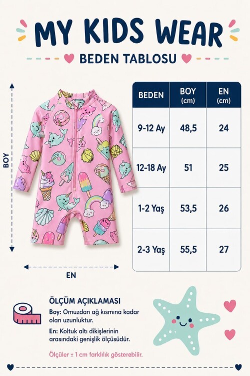 Çocuk Uzun Kollu Fermuarlı Mayo – Rahat ve Konforlu Yüzme Tulum 12893