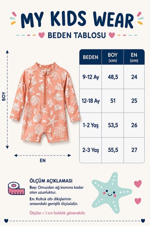 Çocuk Uzun Kollu Fermuarlı Mayo – Rahat ve Konforlu Yüzme Tulum 12895