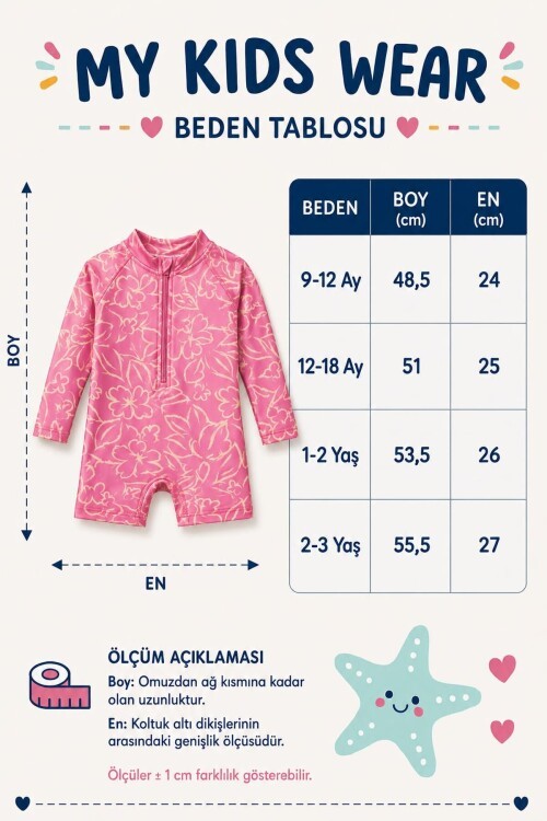 Çocuk Uzun Kollu Fermuarlı Mayo – Rahat ve Konforlu Yüzme Tulum 12896