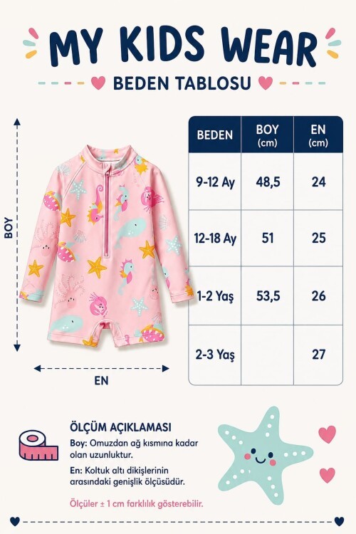 Çocuk Uzun Kollu Fermuarlı Mayo – Rahat ve Konforlu Yüzme Tulum 12897