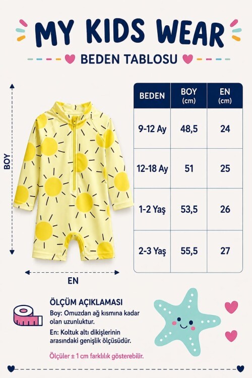 Çocuk Uzun Kollu Fermuarlı Mayo – Rahat ve Konforlu Yüzme Tulum  12903