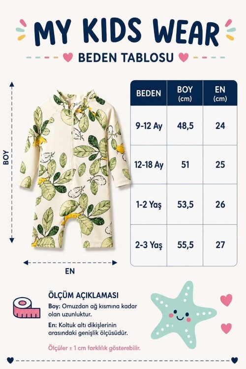 Çocuk Uzun Kollu Fermuarlı Mayo – Rahat ve Konforlu Yüzme Tulum  12904