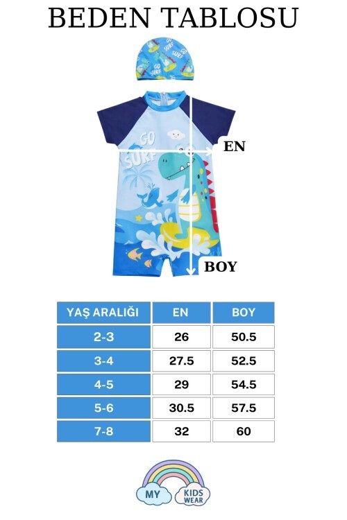 Erkek Çocuk Boneli Fermuarlı Çocuk Plaj Mayosu 2-8 Yaş 12557
