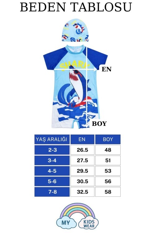 Erkek Çocuk Deniz Kombini 2’lİ Set – Mayo, Havlu ve Bone 12866