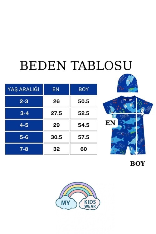 Erkek Çocuk Deniz Kombini 2li Set – Mayo, Havlu ve Bone 12582