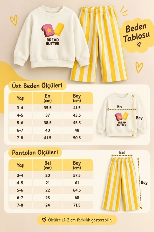 Erkek Çocuk kışlık Baskılı Sweatshirt Çizgili Pantolon 2li Takım