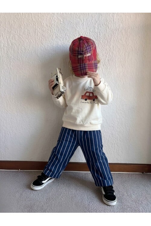 Erkek Çocuk takım %100 Pamuklu Sweatshirt Desenli 2li Erkek Bebek&Çocuk Takımı