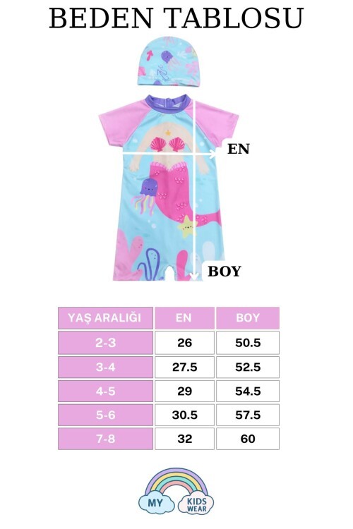 Kız Çocuk Deniz Kombini 2’li Set – Mayo, Havlu ve Bone 12752