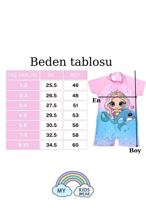 Kız Çocuk Deniz Kombini 2’li Set – Mayo, Havlu ve Bone 12577