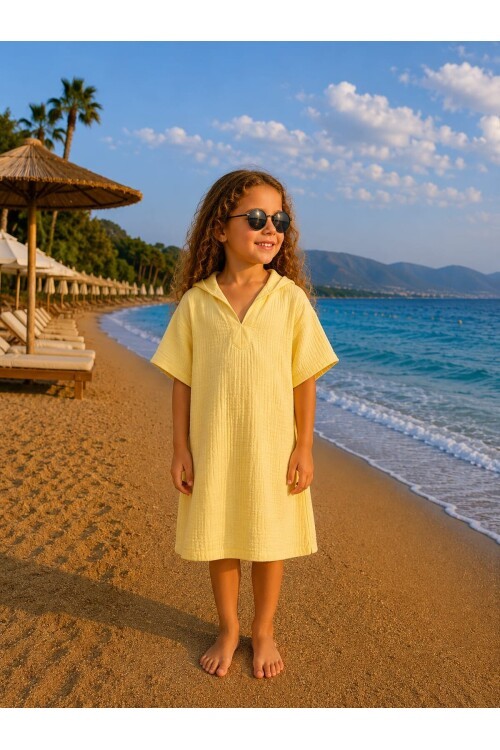 Kız Çocuk Müslin Plaj Pançosu 12766