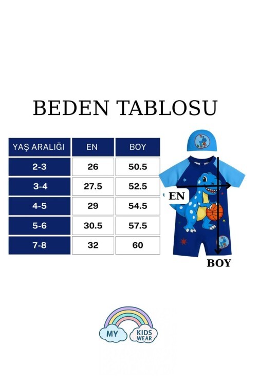 My Kids Wear Çocuk Desenli Mayo Takımı -  Bone ve Güneş Gözlüğü Hediyeli 2li Set 12716