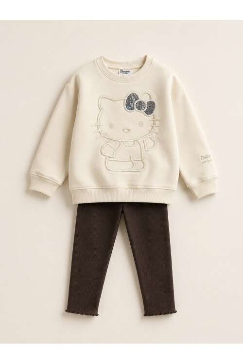 Sevimli Figür Detaylı Sweatshirt ve Fitilli Pantolon 2li Çocuk Takım 12949