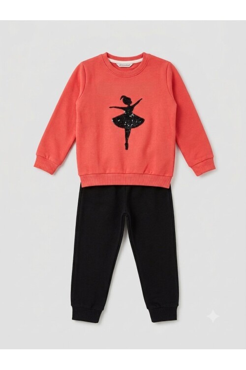 Sevimli Figür Detaylı Sweatshirt ve Fitilli Pantolon 2li Çocuk Takım 12951