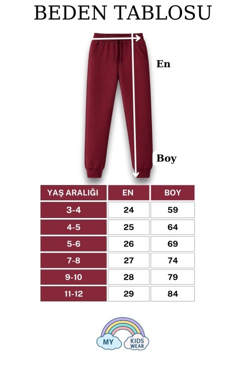 Unisex Çocuk Eşofman Altı Günlük & Spor Kullanım 3-12 Yaş 12504