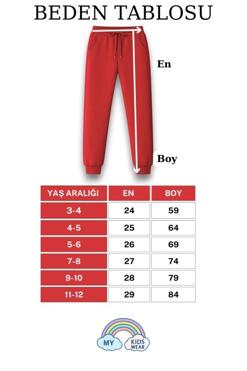 Unisex Çocuk Eşofman Altı Günlük & Spor Kullanım 3-12 Yaş 12509
