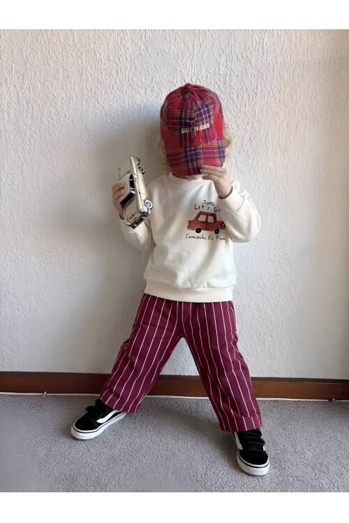 %100 Pamuklu Sweatshirt Desenli 2li Erkek Bebek&Çocuk Takımı